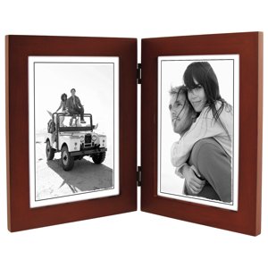 697-57DV Linear Dark Walnut 5x7 Double Vertical Hinged