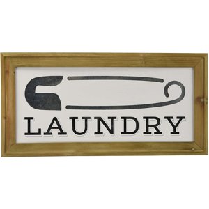 20042-01 Galvanized Metal Accent, Wood Sign, Laundry, 18x9