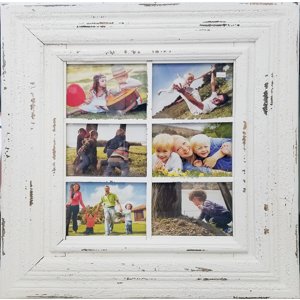 Gallery Frame White Rustic Wood 24x25 6 Op. 4x6