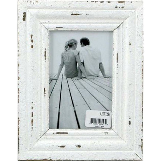 S AHF7234 White Distressed Frame 4x6